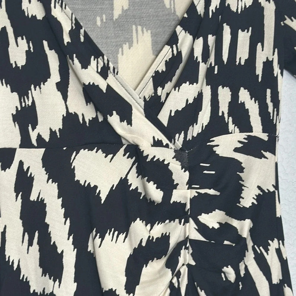 Diane Von Furstenburg Capela 100% Silk Black Cream Sheath Dress Womens Size 4 - Picture 3 of 11